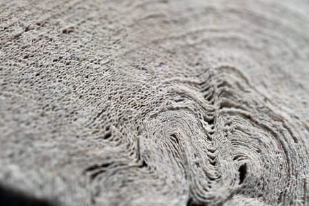 roll of gray cheap toilet paper. Close-up of texture