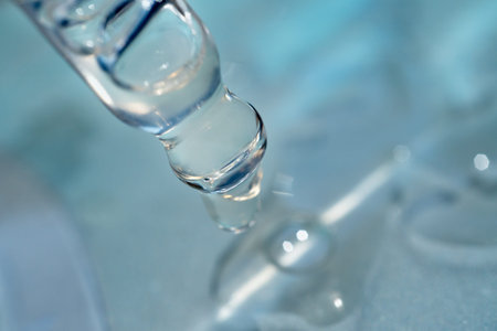 pipette with a drop of cosmetic product