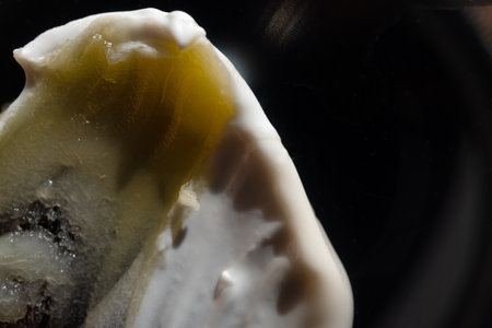 A smear of cream on a dark background. Beauty concept.の写真素材