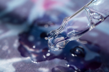 pipette with a drop of cosmetic product
