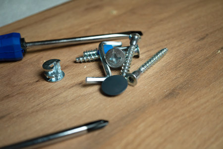 Hardware for furniture in the mounting holeの写真素材