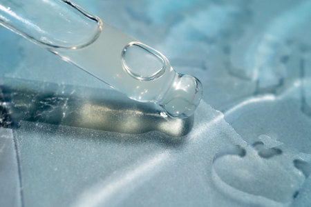 pipette with a drop of cosmetic product