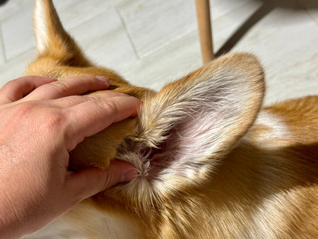Close-up of a corgis ear. High quality photoの写真素材