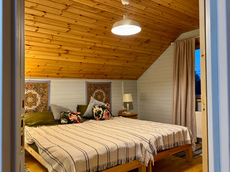 stylish bedroom in the Provencal style of a country house. High quality photoの写真素材