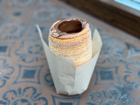 sweet trdelnik with nutella. High quality photoの写真素材