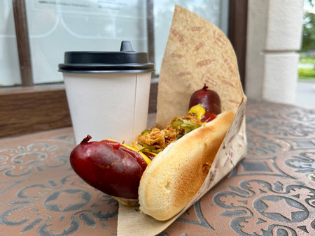 Juicy delicious hot dog on a warm summer day. High quality photoの写真素材