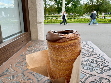 sweet trdelnik with nutella. High quality photoの写真素材