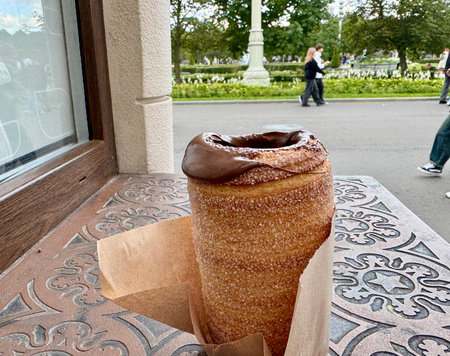 sweet trdelnik with nutella. High quality photoの写真素材