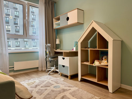 a modern children's room in a stylish interior of a new apartment in bright colors. High quality photoの写真素材