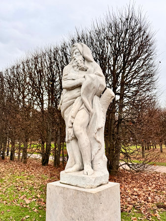 antique sculptures in the park in autumn. High quality photoの写真素材