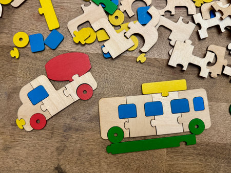 Children's colored educational toys made of wood. High quality photoの写真素材