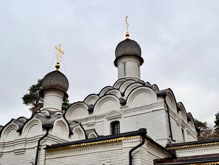 Orthodox church with houses. High quality photoの写真素材