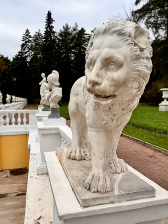antique sculptures in the park in autumn. High quality photoの写真素材