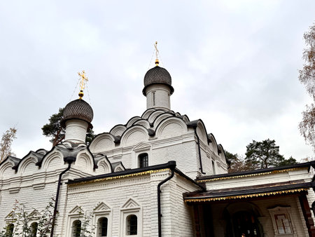 Orthodox church with houses. High quality photoの写真素材