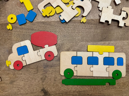 Children's colored educational toys made of wood. High quality photoの写真素材