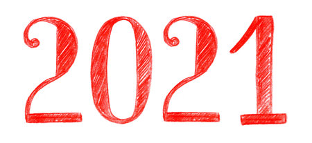 Lettering 2021. New Year. Happy New Year. Text, typography. Greeting card, poster, print.