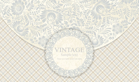 Greeting Card with Flowers in a folk styleのイラスト素材