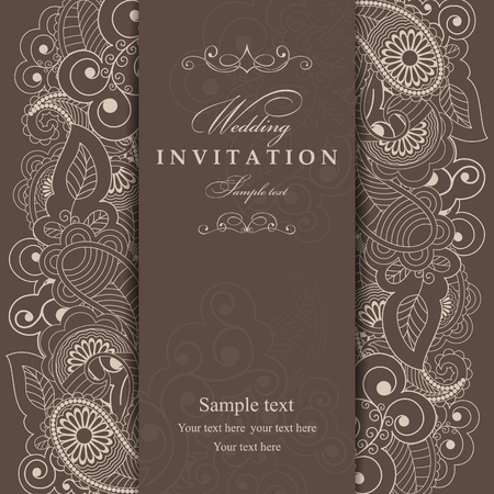 Invitation card with Flowers in a folk styleのイラスト素材