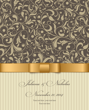 Invitation cards in an old-style brown and goldのイラスト素材