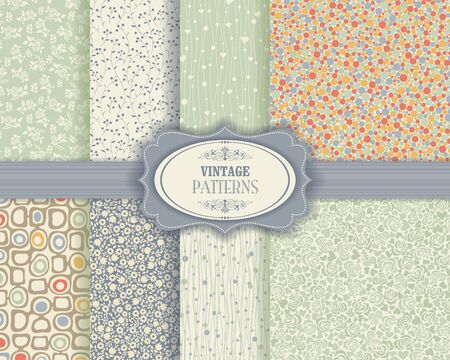 Set of 8 seamless pattern in floralのイラスト素材