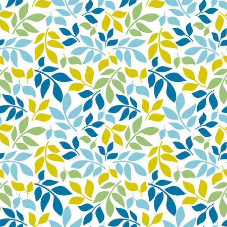 Seamless background with leaves. Geometric ornament. Bright summer pattern.のイラスト素材