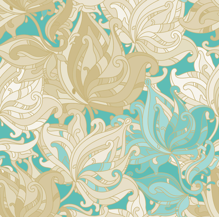 Seamless vector pattern with  floral ornament with a lot of detailsのイラスト素材