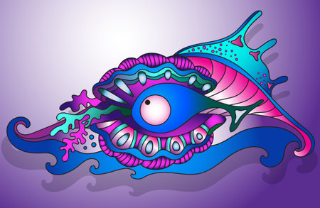 Vector illustration with underwater world of the tropical seaのイラスト素材