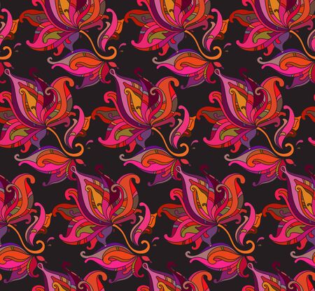 Seamless vector pattern with  floral ornament with a lot of detailsのイラスト素材