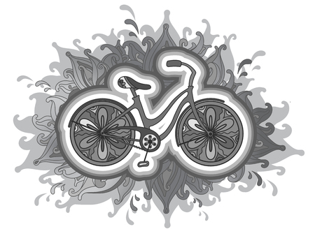 Vector decorative beautiful bicycle with a lot of details and colorsのイラスト素材