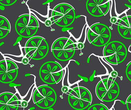 Seamless vector pattern with decorative bicyclesのイラスト素材