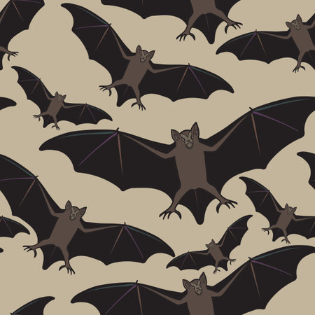 Vector seamless halloween pattern with bat. Repeating abstract backgroundのイラスト素材