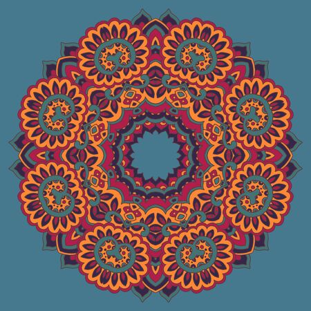 Mandala. round ornament pattern with floral decorative elements. Hand drawn backgroundのイラスト素材