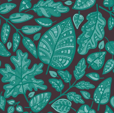 Decorative ornamental seamless pattern. Endless elegant texture with leaves. Template for design fabric, backgrounds, wrapping paper, package, coversのイラスト素材