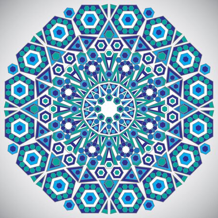 Decorative design of circle template in traditional oriental style, round geometric pattern, vector illustration.のイラスト素材