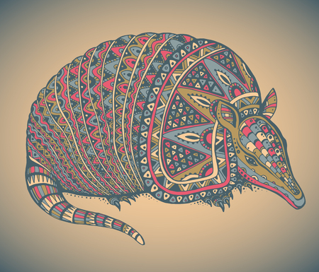 Armadillo hand drawn vector illustration with a lot of details and colorsのイラスト素材