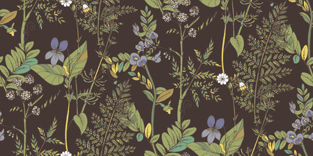 Seamless vector pattern of herbs and flowers, for fabric, paper and other printing and web projects.のイラスト素材