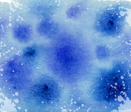 Blue winter Christmas watercolor backgdound with snowのイラスト素材