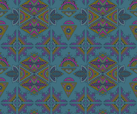 Vector hand drawn seamless pattern with tribal abstract elementsのイラスト素材