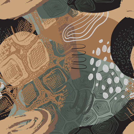 Vector seamless pattern with hand drawn animal skin ornament.のイラスト素材