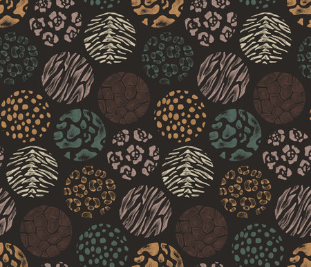 Vector seamless pattern with hand drawn animal skin ornament.のイラスト素材