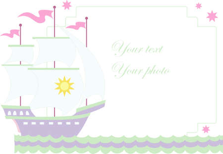 Vector illustration of sailboat with place for your photo or textのイラスト素材