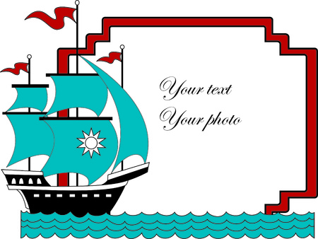 Vector illustration of sailboat with place  for your photo or textのイラスト素材