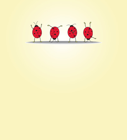 card with four ladybugsのイラスト素材