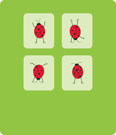  card with four ladybugsのイラスト素材