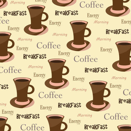 Seamless wallpaper with cup and textのイラスト素材