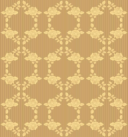 Seamless brown wallpaper with rosesのイラスト素材