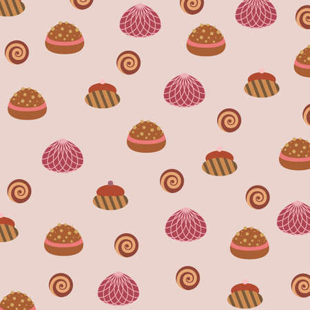Seamless illustration with chocolate candiesのイラスト素材
