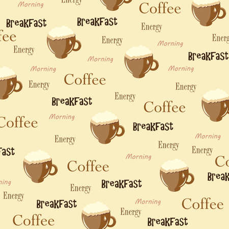 Seamless wallpaper with cup and textのイラスト素材