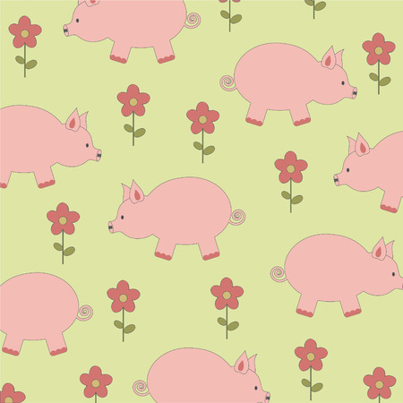 Background pattern with pigsのイラスト素材