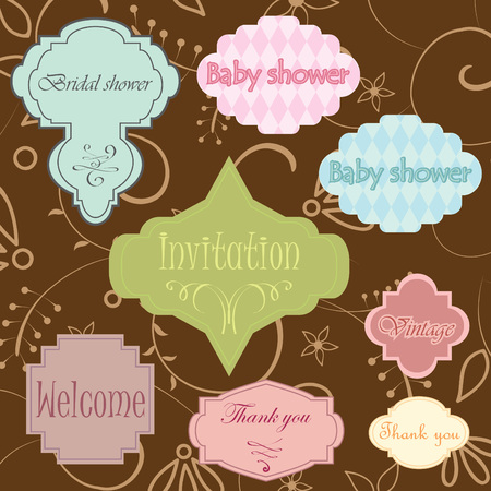 Stickers pattern on floral backgroundのイラスト素材